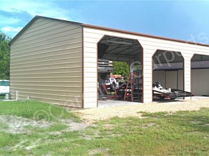 Boxed Eave Roof Style Carport with One End Closed